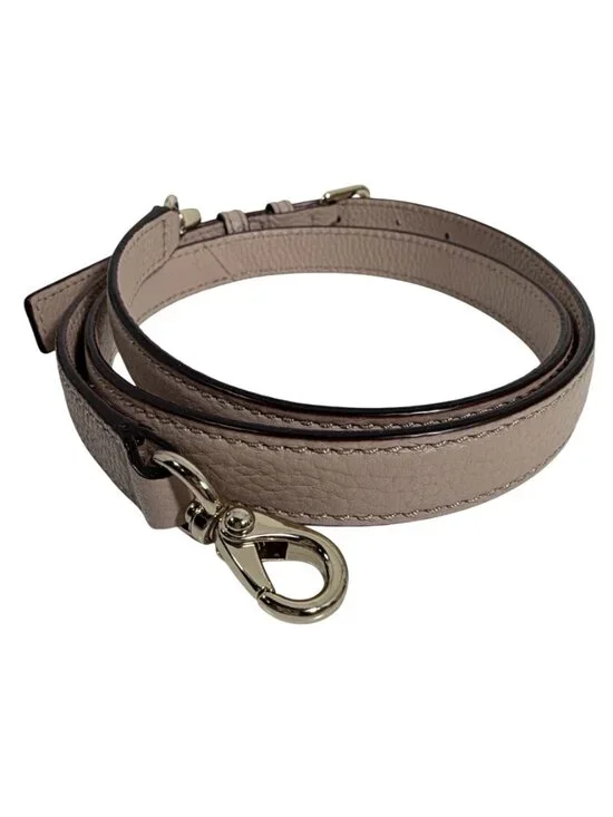 Adjustable Beige/Taupe Leather Crossbody Strap Gold Hardware Detachable Clasps - Picture 3 of 5